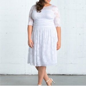 Kiyonna Bridal Aurora Lace Midi 3/4 Sleeve Dress